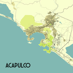 Acapulco, Mexico map poster art
