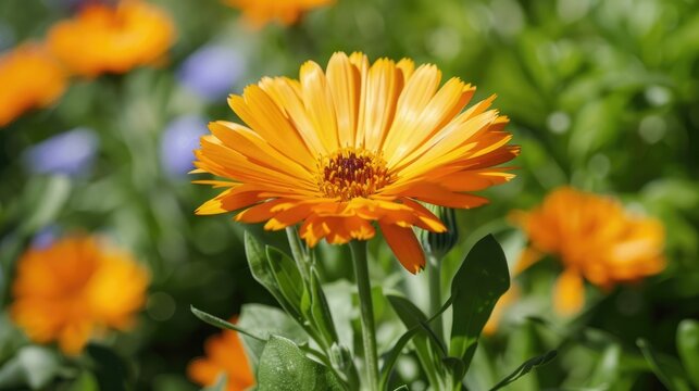 Close up Image of Calendula Flower in a Garden