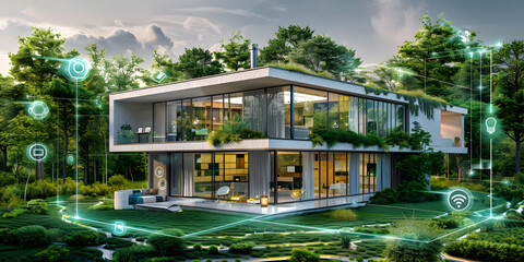 Obraz premium Smart Eco-Home of Tomorrow, The Connected Green Dwelling