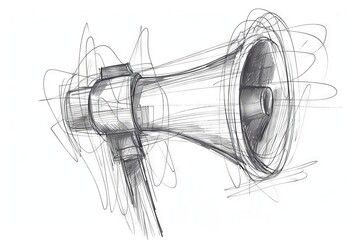 continuous line drawing of megaphone icon sketch media art illustration - obrazy, fototapety, plakaty