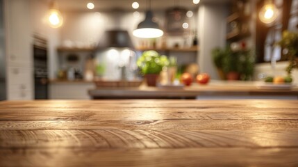 Blurry Kitchen Background with Tabletop