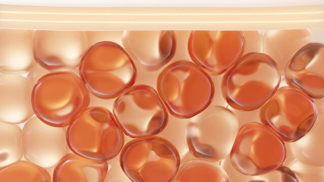 Vitamin C, Cosmetic Essence, Liquid bubble, gel bubble, Molecule inside Liquid Bubble on water background.