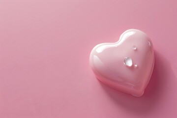 delicate cream blush heart on soft pink background beauty and tenderness concept product photography - obrazy, fototapety, plakaty