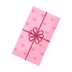 Vector Gift Box With Hearts on white background