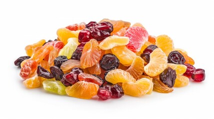 Heap of candied fruit, isolated on white background - obrazy, fototapety, plakaty