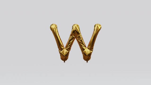 Gold Balloon Letter 3d animation rotation W