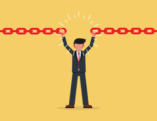 Risk management. Businessman connect chains together