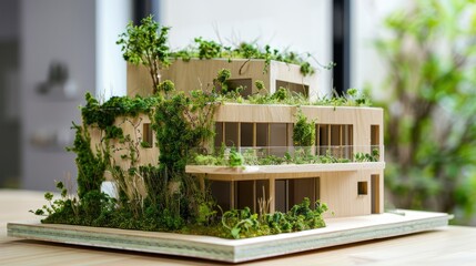 The eco-friendly home showcases eco-innovation and green design. Miniature eco-house model showcases state-of-the-art green technology
