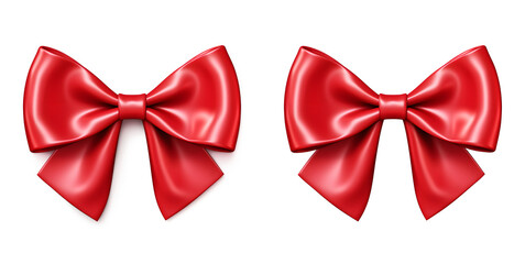 Realistic red ribbon and bow isolated on white and transparent background