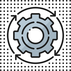 Machine learning, AI automated system, artificial intelligence algorithm line color icon. Artificial intelligence computer science, machine learning innovation thin line vector symbol with cog wheel