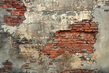 Decayed Plaster Revealing Brick Wall Texture
