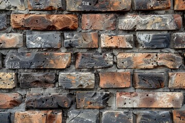 Close-up of Charred Brick Wall Texture