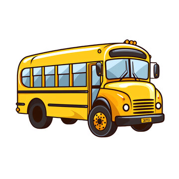 School bus cartoon vector, clip art style isolated on white background