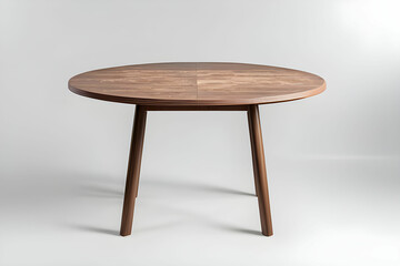 Fototapeta premium Brown, light brown wooden round dining table. Modern designer, dining table isolated on white background. Series of furniture.