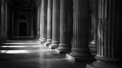 Court house or museum pillars or columns monotone in color and soft ambience