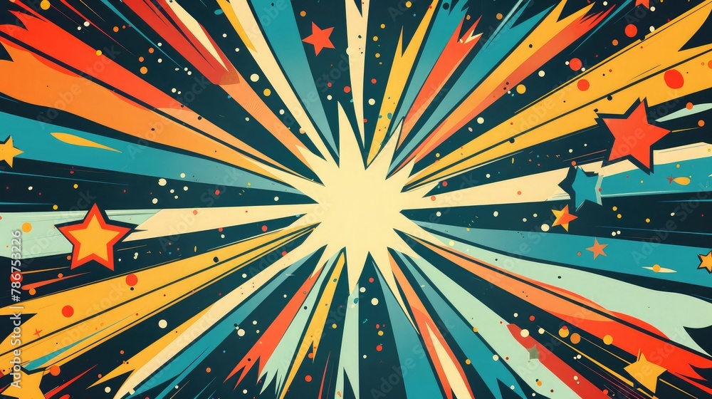 Poster exploding star burst texture japanese radius cartoon pattern abstract background