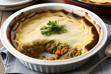 shepherd's pie in a casserole dish