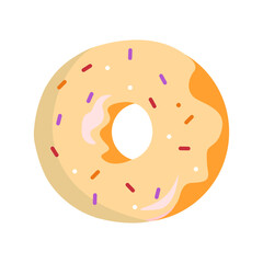 Dessert donut with sprinkles on white background