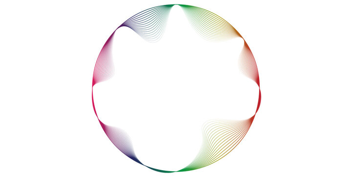 recommend clip art: Vector abstract circles lines wavy in round frame colorful rainbow isolated on white background with empty space for text colorful