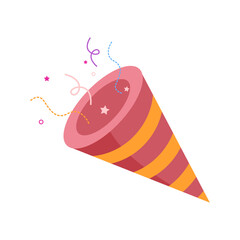 vector cornet party with confetti on white background