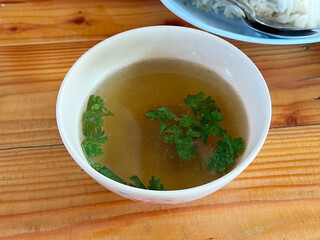 soup with vegetables on table