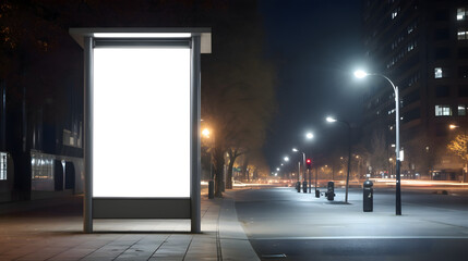 Go to Page
|123Next
vertical small city billboard advertising city format. mockup at night with white field billboard in a city with a business center glowing advertising box - obrazy, fototapety, plakaty