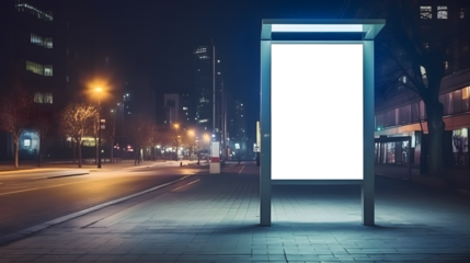 Go to Page
|123Next
vertical small city billboard advertising city format. mockup at night with white field billboard in a city with a business center glowing advertising box