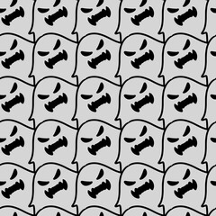 seamless pattern with hand drawn halloween ghost