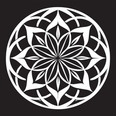 Round, square, dotted, floral, and beautiful ancient geometric patterns adorn simple black and white symmetrical texture.