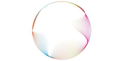 Vector abstract circles lines wavy in round frame colorful rainbow isolated on white background with empty space for text arts modern line