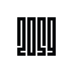 2059 number logo text design on white background, happy new year 2059 monogram logo 