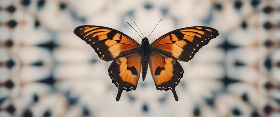 a butterfly with perfectly symmetrical wing patterns,