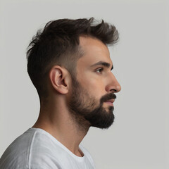 portrait of person with decent haircut in removable background , generative by ai - obrazy, fototapety, plakaty