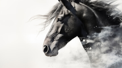 Double Exposure Horse Silhouette ~ Created using Generative AI