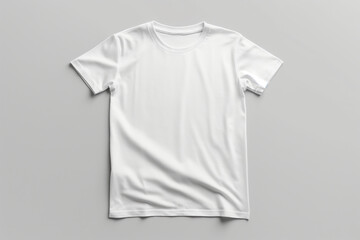 White blank short sleeve t-shirt mock up on gray background. Mockup, copyspace