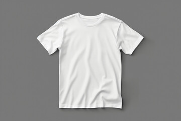 White blank short sleeve t-shirt mock up on gray background. Mockup, copyspace