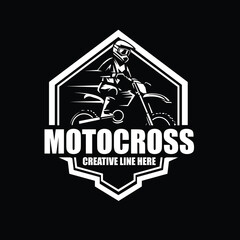 motor cross and badge with black background