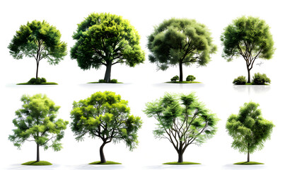 set of trees isolated on white