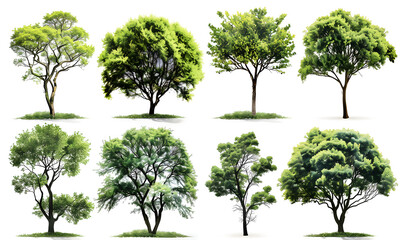 set of trees isolated on white