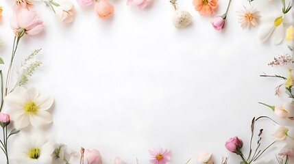 Naklejka na ściany i meble Elegant floral arrangement on a crisp white backdrop background. Generative AI