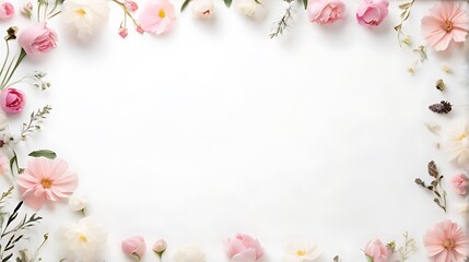 Elegant floral arrangement on a crisp white backdrop background.  Generative AI