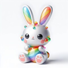 다채로운 유리 토끼 인형
