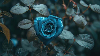 Rose Blossom Shaped like a Blue Heart