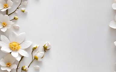 Pristine white flowers with sunny centers set on a clear canvas background. Generative AI