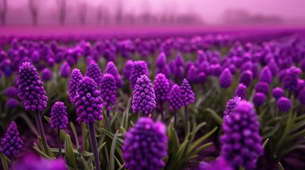 Purple flower bulbs field - Powered by Adobe