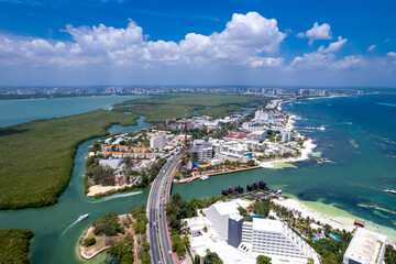 Aerial view of Cancun Hotel Zone