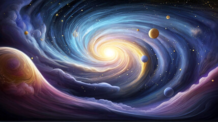 Abstract space background with stars and galaxies