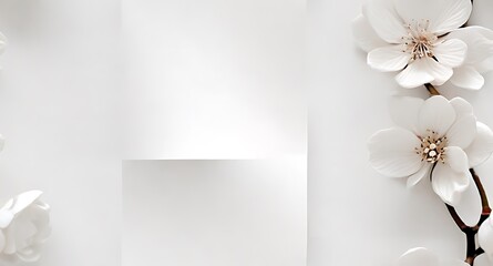 Soft magnolia blooms against a minimalist white background. Generative AI