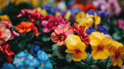 Close up View of Beautiful and Colorful Spring Flowers
