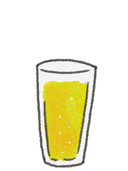 クレヨンで描いたビールの手書きイラスト